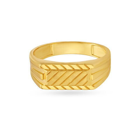 Opposite Direction Track Style Gold Finger Ring For Men