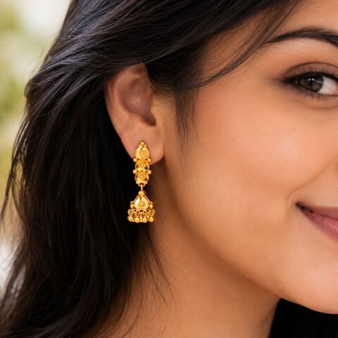 Captivating Yellow Gold Jhumki Earrings