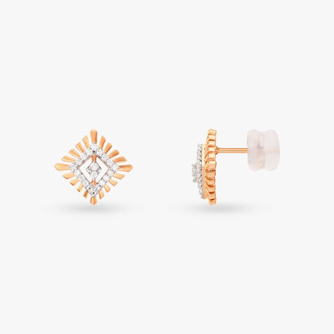Shimmering Rhombus Diamond Stud Earrings