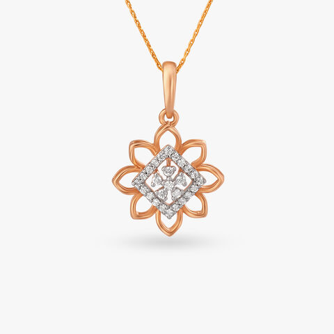 Scintillating Floral Diamond Pendant and Earrings Set