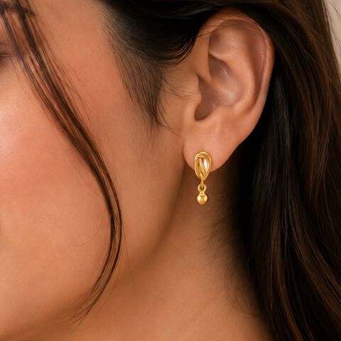 Subtle Leaf Gold Drop Earrings