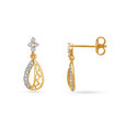 Floral Teardrop Gold and Diamond Drop Earrings,,hi-res image number null