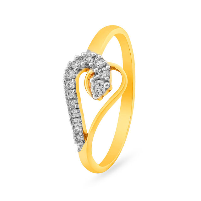 Elegant 18 Karat Gold And Diamond Finger Ring,,hi-res image number null