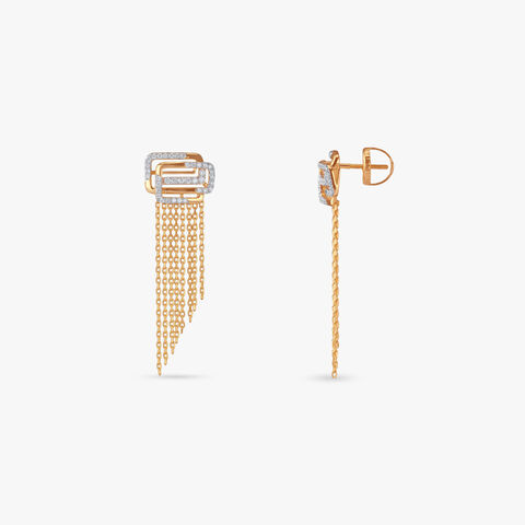 Shimmering Links Diamond Drop Earrings