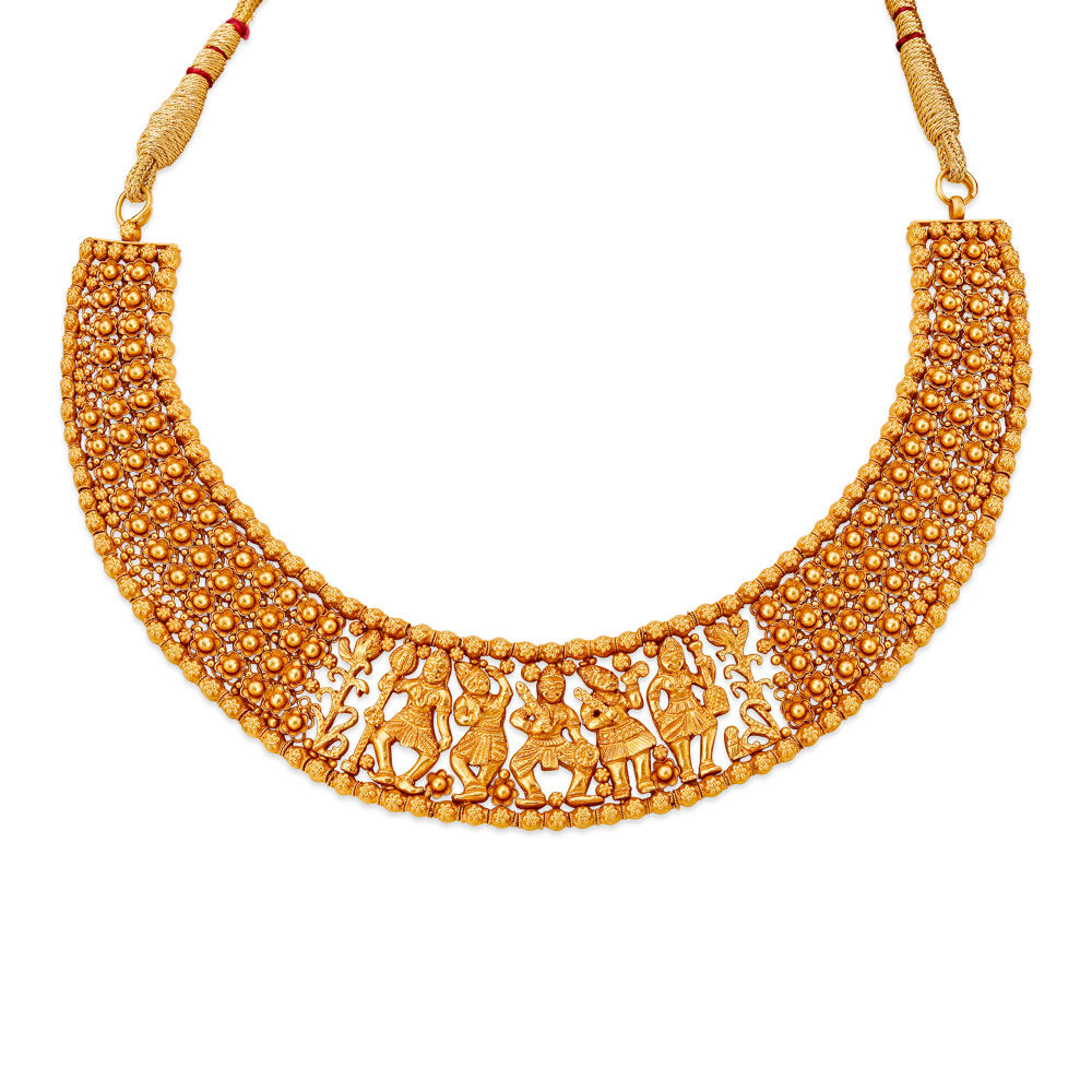 Traditional Temple Figurines Gold Necklace Set