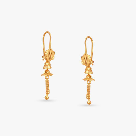 Lotus Bell Gold Hoop Earrings