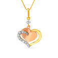 Romantic 18 Karat Yellow And Rose Gold And Diamond Heart Pendant,,hi-res image number null