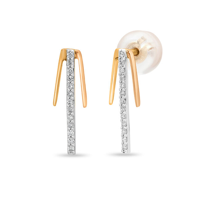14KT YellowWhite and Rose Gold Stud Earring