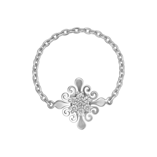 18 KT White Gold Fluid Minimalistic Diamond Ring,,hi-res image number null