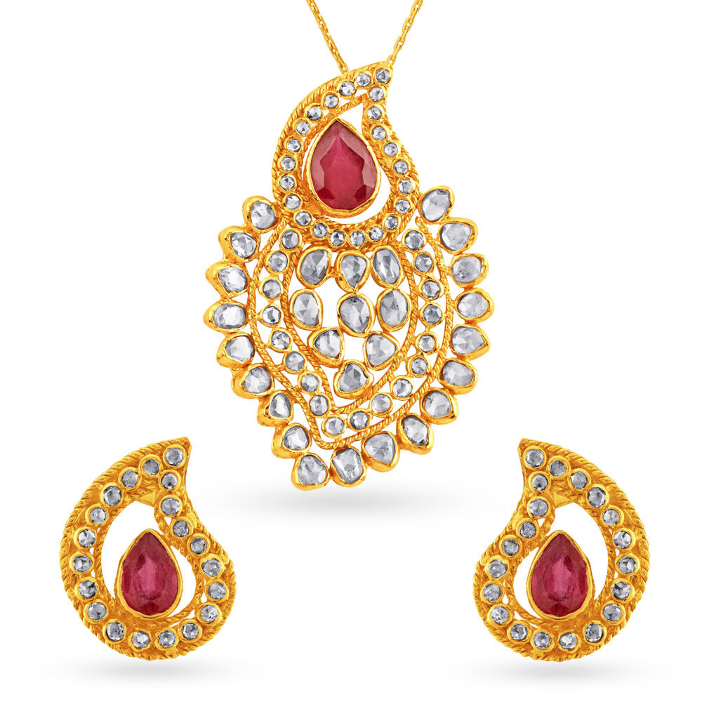 Sparkling Drop Earrings with English Polki