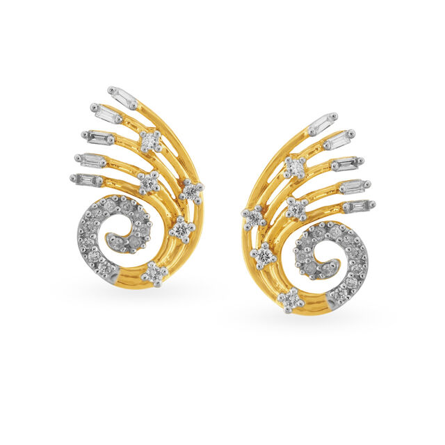 Contemporary Floral Diamond Stud Earrings,,hi-res image number null