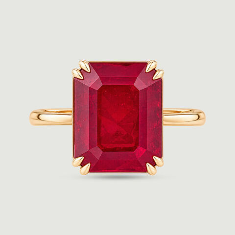 Bold Framed Onyx and Ruby Ring