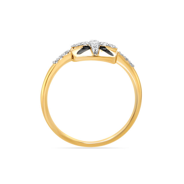18 KT Yellow Gold Geometric Sparkle Diamond Ring,,hi-res image number null