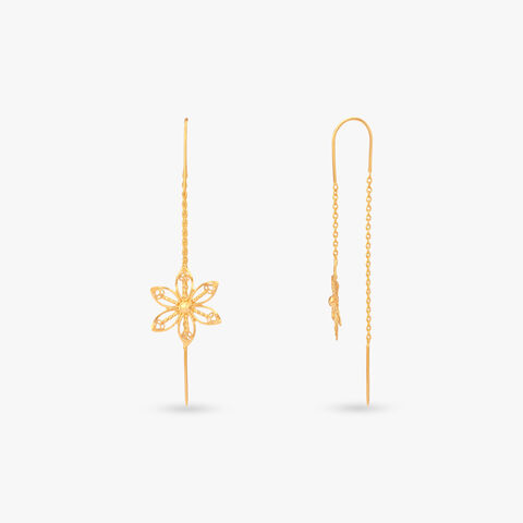 Filigree Flower Gold Hoop Earrings