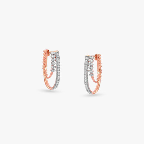 Double Arc Diamond Hoop Earrings