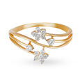 Contemporary Fancy Floral Diamond and Gold Finger Ring,,hi-res image number null
