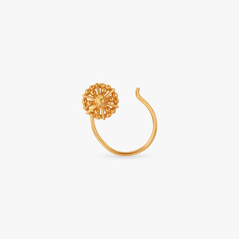 Textured Fleur Gold Nose Pin
