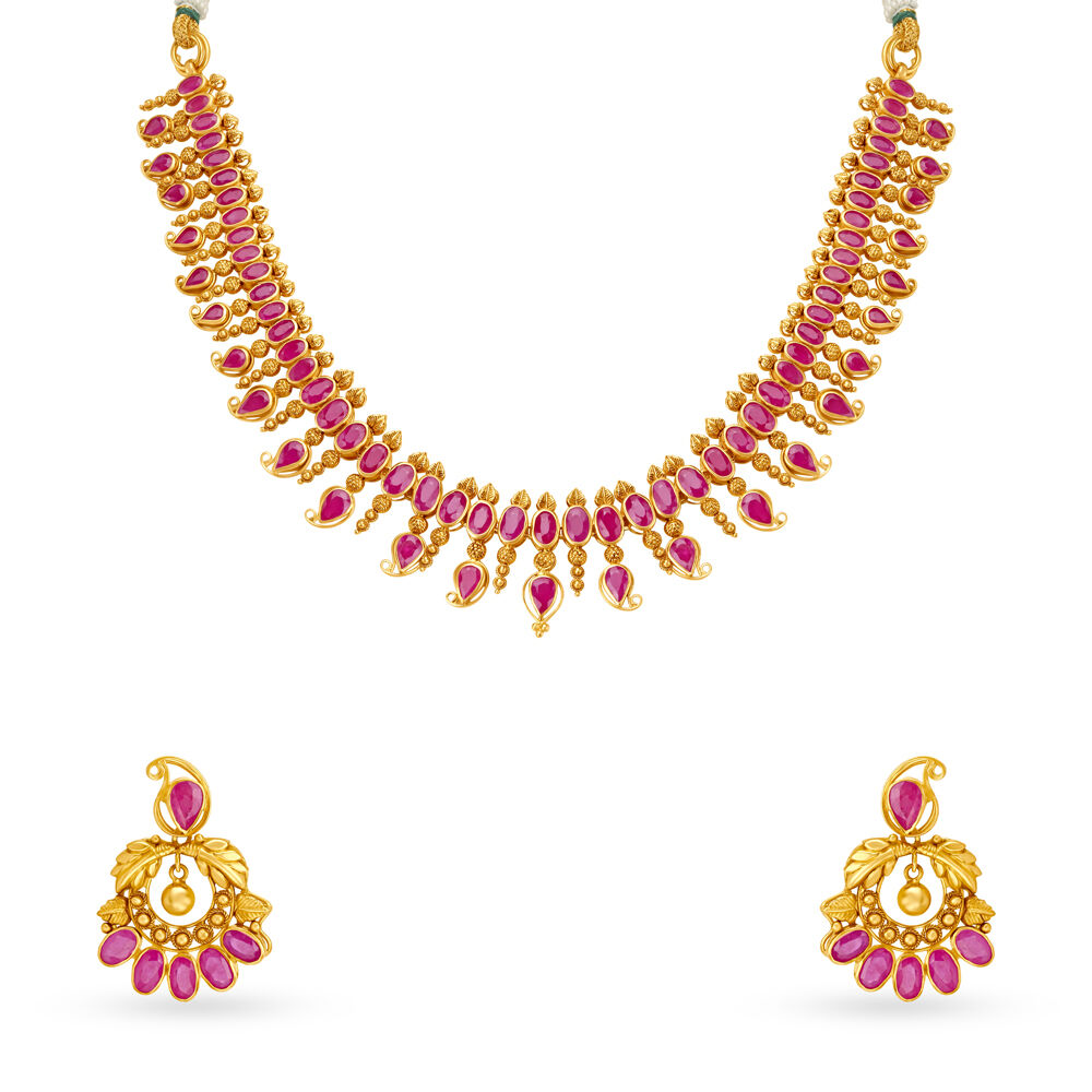 Tanishq ruby sales set