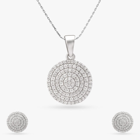 Epitome Of Grace Diamond Pendant With Earrings Set