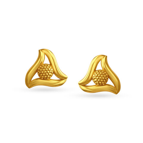 Eccentric Gold Flowerbud Stud Earrings