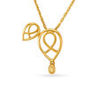 Contemporary Leaf Motif Gold Pendant,,hi-res image number null