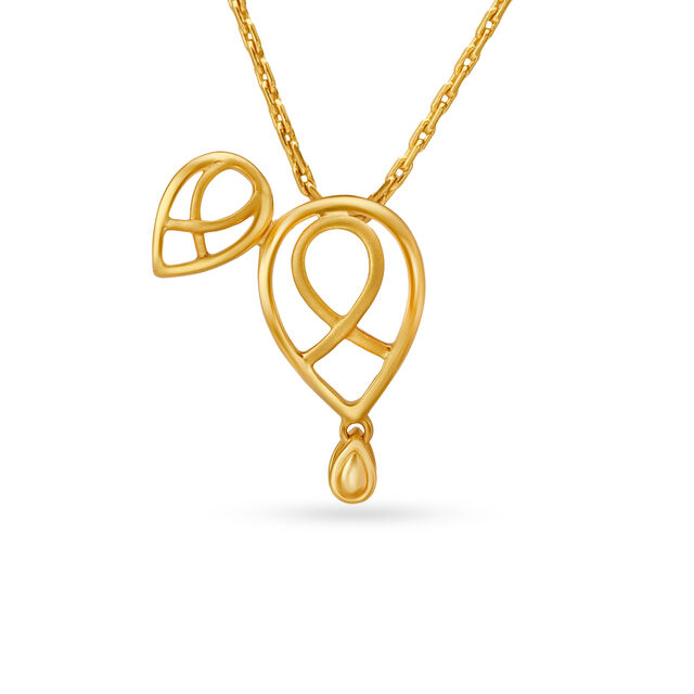 Contemporary Leaf Motif Gold Pendant,,hi-res image number null