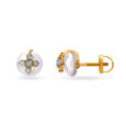 Luminous Flowerbud Diamond Stud Earrings with Pearls,,hi-res image number null