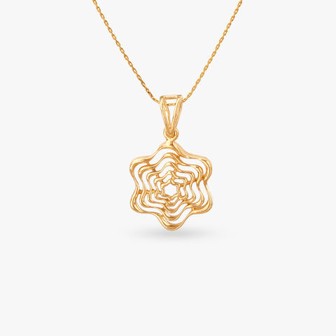 Wavy Star Gold Pendant and Earrings Set