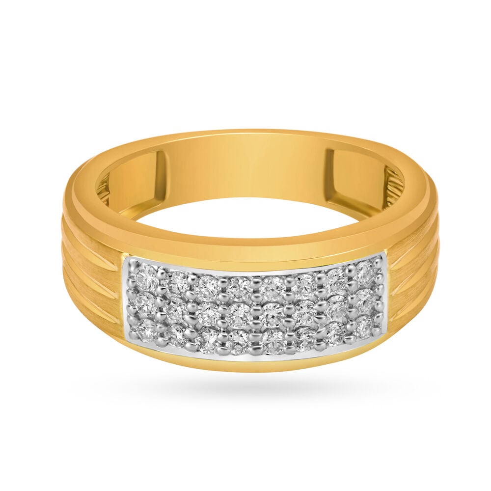 Eternity Line Diamonds and Gold Finger Ring for Men