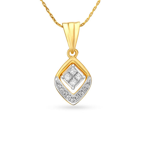 Rhombic Shape Diamond Pendant and Earrings Set