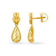 Delightful 22 Karat Yellow Gold Teardrop Pattern Drop Earrings,,hi-res image number null