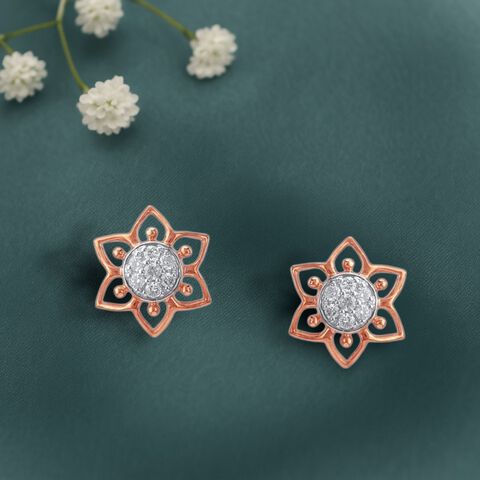 Rose Aura Diamond Stud Earrings