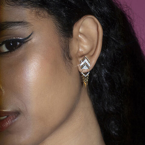 Zigzag Spark Gold & Diamond Drop Earrings
