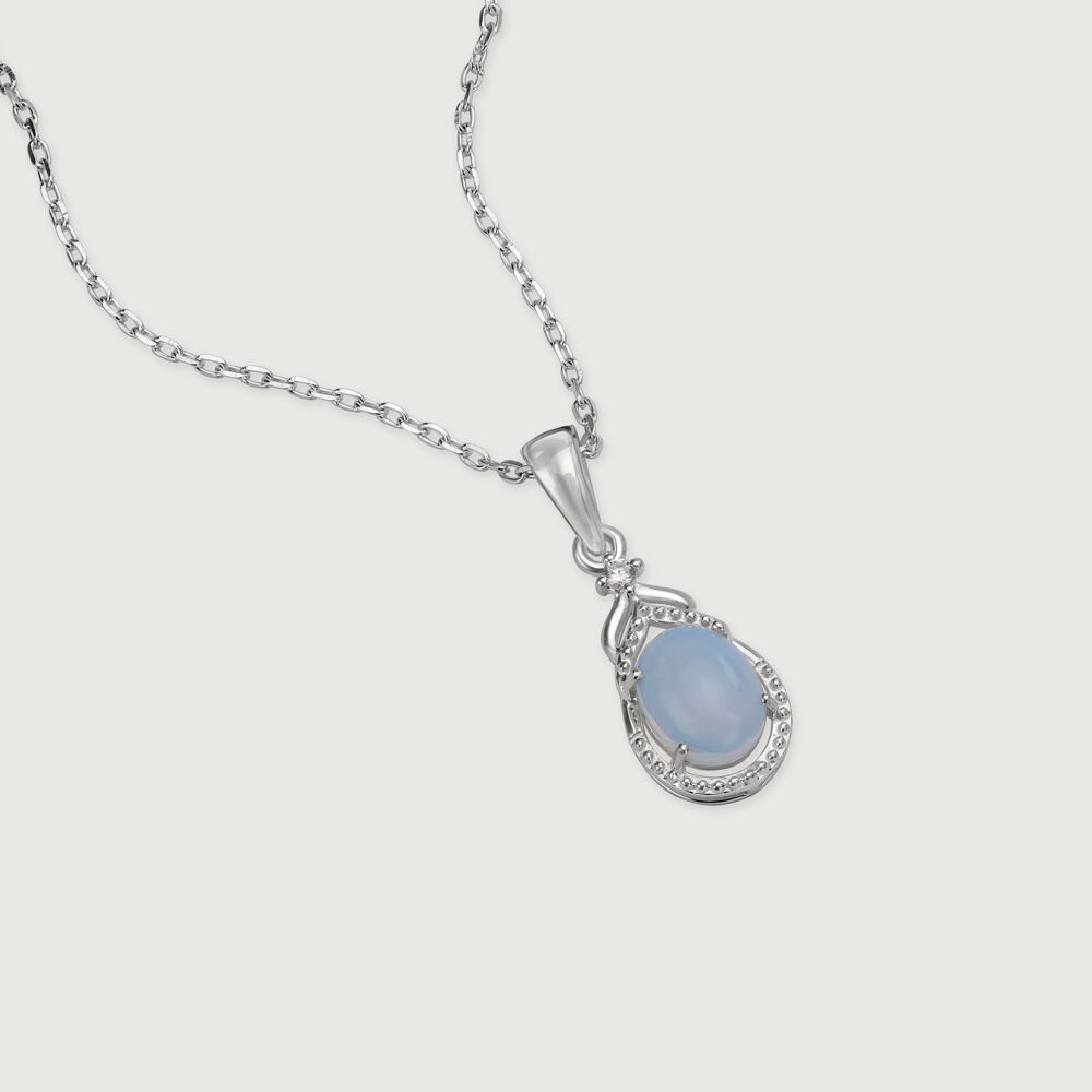 Rainbow Glass Droplet Silver Pendant