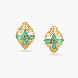 Gilded Elegance Emerald Stud Earrings,,hi-res image number null