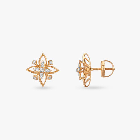 Radiant Floral Diamond Stud Earrings