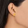 Dainty 22 Karat Yellow Gold Floral Stud Earrings,,hi-res image number null