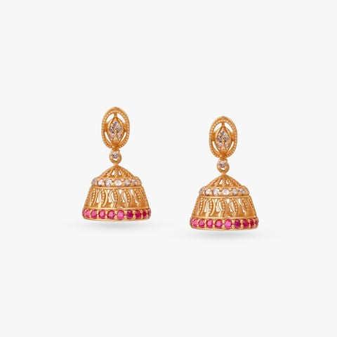 Petal Pavilion Gold Jhumka Earrings
