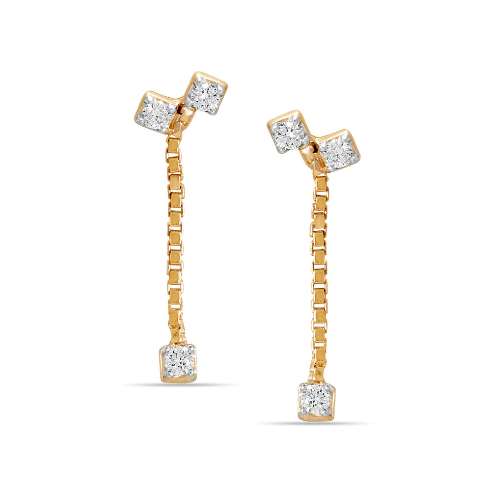 14KT Yellow Gold Linked Ice Diamond Drop Earrings