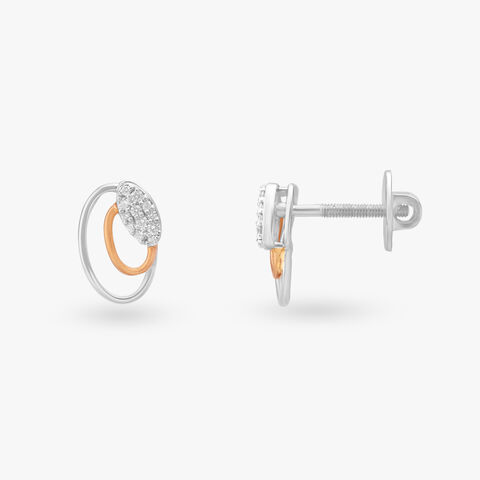 Dual-Tone Diamond Stud Earrings