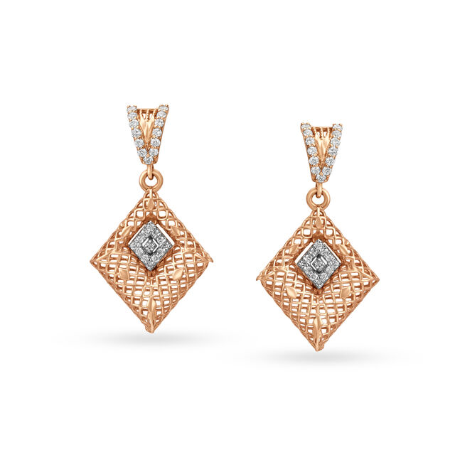 Exuberant Diamond Drop Earrings in Rose and White Gold,,hi-res image number null