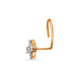 Sublime Floral Gold and Diamond Nose Pin,,hi-res image number null