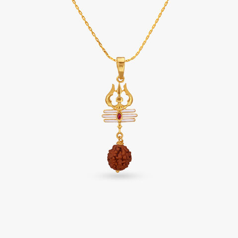 Trishul Rudraksha Gold Pendant
