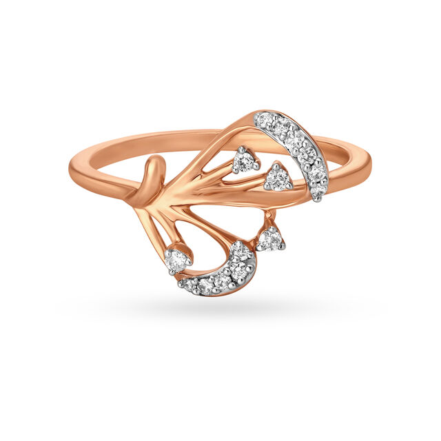 18KT Gold & Diamond Butterfly Finger Ring,,hi-res image number null