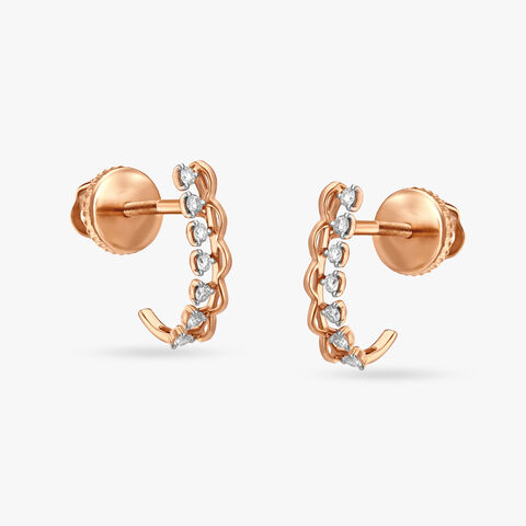 Radiant Single Line Diamond Stud Earrings