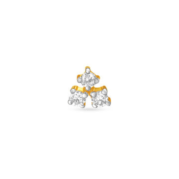 Petite Half Flower Gold and Diamond Nose Pin