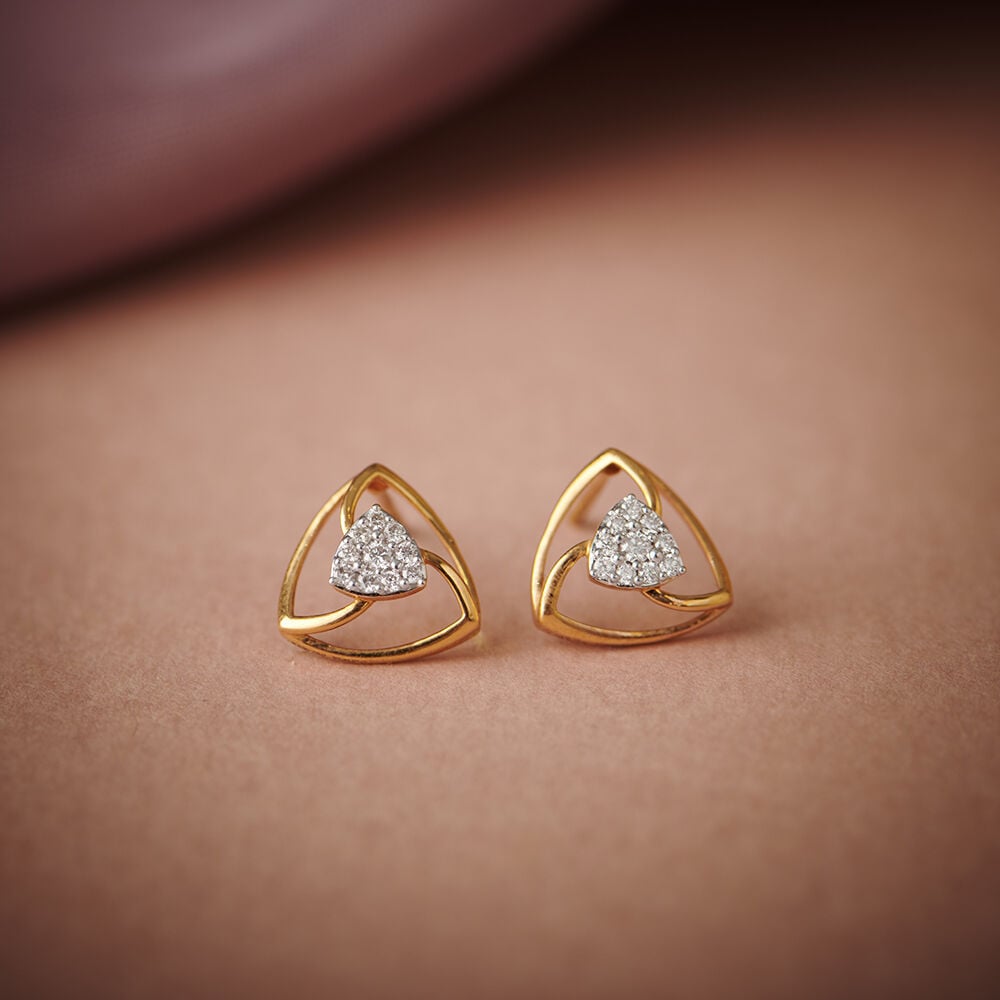 Gold-plated pink enamel simple stud earrings copper for women & girls |  traditional earrings women - AQUASTREET - 4220405