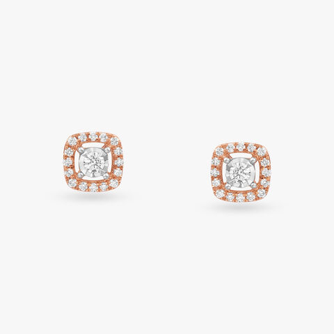 Square Diamond Stud Earrings