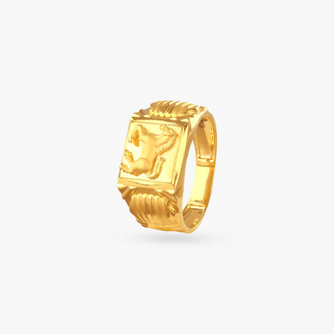 Running Stallion Gold Ring for Men