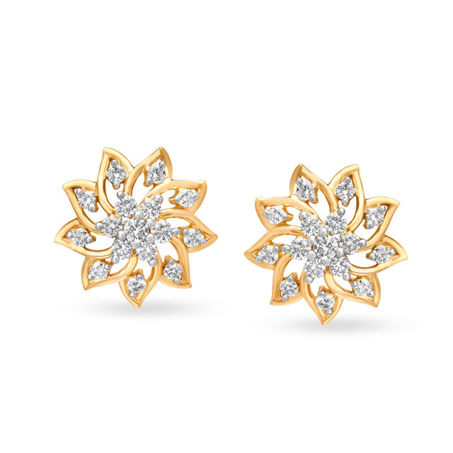 Graziella 23K Gold Plated Electroform Sunflower Stud Earrings
